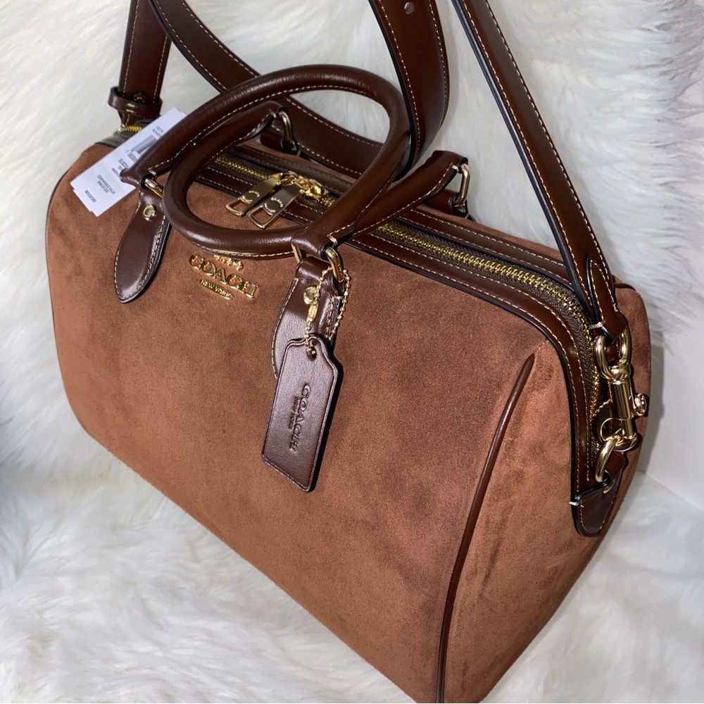 Coach Large rowan satchel Brown Suede New purse